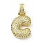 Brass Micro Pave Clear Cubic Zirconia Pendants, Cadmium Free & Nickel Free & Lead Free, Real 18K Gold Plated, Letter C, 29mm, Hole: 4.8x3.5mm, Pendant: 23x16x5mm