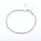 Silver Color Plated Brass Rhinestone Cup Chain Ankle, with Brass Lobster Claw Clasps and Brass End Piece, Crystal, 220mm