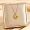 Brass Crystal Rhinestone Hollow Pendant Necklaces, 304 Stainless Steel Chain Necklaces, Golden, Heart, 16.06 inch(40.8cm)