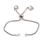 Brass Box Chain Bracelet Makings, Long-Lasting Plated, with Heart Charm, Platinum, 13x0.1cm