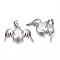 Brass Cubic Zirconia Pendant, Angel Wings, Platinum, Clear, 11.5x21x5mm, Hole: 4x5mm