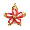 Plastic Pendants, 304 Stainless Steel Pendants, Red, Flower, 37x34.5x6.5mm, Hole: 1.6mm