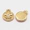 Brass Charms, Cadmium Free & Nickel Free & Lead Free, Flat Round with Bee, Real 18K Gold Plated, 10x8x1.5mm, Hole: 1mm