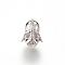 Brass Micro Pave Cubic Zirconia Beads, Cadmium Free & Lead Free, Skull, Platinum, 12x10x11.5mm, Hole: 2mm