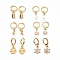 Brass Huggie Hoop Earrings, with Brass charms or 304 Stainless Steel Pendants, Mixed Shapes, Golden, 24~28mm, Pin: 0.8mm