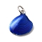 Brass Enamel Charms, Shell Charm, Long-Lasting Plated, Lead Free & Cadmium Free, with Jump Ring, Rack Plating, Platinum, Blue, 14.5x13.5x4mm, Hole: 3.5mm
