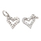 Rack Plating Brass Micro Pave Clear Cubic Zirconia Heart Charms, with Jump Ring, Long-Lasting Plated, Lead Free & Cadmium Free, Platinum, 11.5x10x2mm, Hole: 4mm