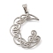 Anti-Tarnish 304 Stainless Steel Pendants, Laser Cut, Moon Triskelion Charm, Stainless Steel Color, 27x22.5x1.5mm, Hole: 5x3mm