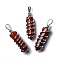 Natural Red Jasper Big Pointed Pendants, Eco-Friendly Copper Wire Wrapped, Platinum, Cadmium Free & Lead Free, Bullet, 54.5x14x13.5mm, Hole: 8mm