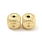Brass Textured Beads, Cadmium Free & Nickel Free & Lead Free, Square, Real 18K Gold Plated, 9.5x9.5x9.5mm, Hole: 2.5mm