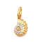 Brass Micro Pave Cubic Zirconia Pendants, Sea Animals, Real 18K Gold Plated, Conch, 24mm