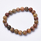 Natural Red Rainbow Jasper Beaded Stretch Bracelets, Round, 1-3/4 inch~2-1/8 inch(48~54mm)