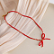 Feaceted Rondelle Glass Beaded Necklaces, Handmade Non-fading Bowknot Necklaces for Women, Red