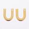 304 Stainless Steel Charms, Letter, Initial Charms, Real 18k Gold Plated, Letter.U, 11x6~12x0.8mm, Hole: 1mm