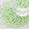 8/0 Opaque Glass Seed Beads, Round Hole, Frosted Colours, Round, Light Green, 3~4x2~3mm, Hole: 0.8mm, about 333pcs/10g