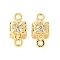 Brass Micro Pave Cubic Zirconia Connector Charms, Cadmium Free & Nickel Free & Lead Free, Cube with Flower, Real 18K Gold Plated, 13x6x6mm, Hole: 1.2mm