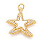 Brass Micro Pave Clear Cubic Zirconia Pendants, Cadmium Free & Lead Free, with Shell, Starfish, with Jump Ring, Real 18K Gold Plated, 20x21x4mm, Hole: 3.5mm