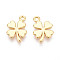 Brass Charms, Clover, Long-Lasting Plated, Nickel Free, Real 18K Gold Plated, 13.5x9.5x1.5mm, Hole: 1.2mm