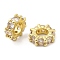 Rack Plating Brass Micro Pave Cubic Zirconia European Beads, Large Hole Beads, Cadmium Free & Lead Free, Flat Round, Real 18K Gold Plated, 8.5x2.5mm, Hole: 4mm