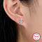 S925 Sterling Silver Rhombus Stud Earrings, with Clear Cubic Zirconia, Silver, 8x6mm