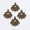 Alloy Rhinestone Connector Settings, Lead Free and Cadmium Free, Half Round, Antique Bronze Color, about 21.5mm long, 18mm wide, 2mm thick, hole: 1mm
