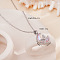 Brass Crystal Rhinestone & Resin Butterfly Moon Pendant Necklaces for Women, Platinum, Pink, 15.75 inch(40cm)