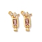 Brass Micro Pave Cubic Zirconia Pendants, Cocktail, Long-Lasting Plated, Nickel Free, Real 18K Gold Plated, Pink, 15.5x8x2.5mm, Hole: 1.2mm