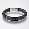 Braided Leather Cord Bracelets, with 304 Stainless Steel Magnetic Clasps, Colorful, 8-5/8 inch(220mm), 29x14x8mm