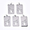 Non-Tarnish 304 Stainless Steel Pendants, Laser Cut, with Jump Rings, Rectangle with Tree of Life, Stainless Steel Color, 26.5x15x1mm, Jump Ring: 5x0.8mm, 3.4mm inner diameter