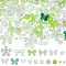 Transparent Mixed Styles Acrylic Beads, Mixed Shapes, Lawn Green, 4~18x4~30x3~9mm, hole: 1~2mm, 300pcs/bag