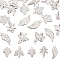 UNICRAFTALE 20pcs 5 Styles Leaf Pattern Charms Stainless Steel Pendants Small Hole Leaf Pendants for Jewelry Making, Stainless Steel Color