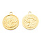 Ion Plating(IP) 201 Stainless Steel Pendants, Flat Round with Spindrift, Real 18K Gold Plated, 24x20.5x2mm, Hole: 2.5mm