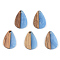 Opaque Resin & Walnut Wood Pendants, Teardrop, Cornflower Blue, 21.5x14.5x3mm, Hole: 2mm