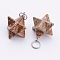 Natural Picture Jasper Pendants, with 201 Stainless Steel Split Rings, Stainless Steel Color, Merkaba Star, 22~23x16.5~17x19mm, Hole: 6mm