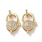 Brass Pave Clear Cubic Zirconia Lobster Claw Clasps, Flat Round, Cadmium Free & Lead Free, Real 16K Gold Plated, 30.5mm, Flat Round: 24x16x6.5mm