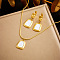 Trapezoid Stainless Steel with Natural Shell Pendant Necklaces & Hoop Earrings Sets, White, 390mm