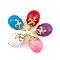 Brass Micro Pave Cubic Zirconia Pendants, with Enamel, Cadmium Free & Nickel Free & Lead Free, Real 18K Gold Plated, Egg Charms, Mixed Color, 26x16mm, Hole: 3.5x4.5mm