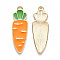 Alloy Enamel Pendants, Carrot, Light Gold, Orange, 34.5x11x1.5mm, Hole: 1.6mm