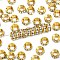 Brass Rhinestone Spacer Beads, Grade A, Rondelle, Golden Metal Color, Crystal AB, 7x3.3mm, Hole: 3.5mm