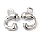 Brass Charms, Real Platinum Plated, Letter G, 13.5x8x4.5mm, hole: 2mm
