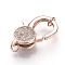 Brass Micro Pave Cubic Zirconia Lobster Claw Clasps, Cadmium Free & Lead Free, Rose Gold, 25x15x6mm, Hole: 3.5mm