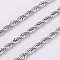 Tarnish Resistant 304 Stainless Steel Rope Chains, with Spool, Unwelded, Stainless Steel Color, 3mm, about 32.8 Feet(10m)/roll