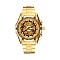 Alloy Watch Head Mechanical Watches, with Stainless Steel Watch Band, Golden, 220x20mm, Watch Head: 54x51x15mm, Watch Face: 35mm