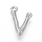 Tarnish Resistant 304 Stainless Steel Pendants, Bamboo Shaped Letter, Stainless Steel Color, Letter.V, 17.5~19x10~16x3~4mm, Hole: 1.8~2mm