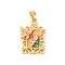 Brass Enamel Pendants, with Clear Cubic Zirconia, Cadmium Free & Nickel Free & Lead Free, Rectangle with Flower & Butterfly Charms, Real 18K Gold Plated, 22.5x15x5.5mm, Hole: 4x3mm
