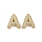 Brass Micro Pave Clear Cubic Zirconia Pendants, Cadmium Free & Nickel Free & Lead Free, Letter A, 22.5x18.5x6mm, hole: 3.5x2mm