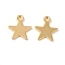 Brass Charms, Star Charm, Real 18K Gold Plated, 9.5x8x0.5mm, Hole: 1mm