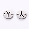 Tarnish Resistant 201 Stainless Steel Links, Laser Cut, Flat Round with Letter, Letter.Y, 6x6x1mm, Hole: 0.8mm