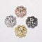 Brass Micro Pave Cubic Zirconia Bead Cap, Cadmium Free & Lead Free, Multi-Petal, Mixed Color, 12x4mm, Hole: 1mm