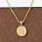 304 Stainless Steel Pendant Necklaces, Flower Pattern, Real 18K Gold Plated, Oval, 15.83 inch(40.2cm)